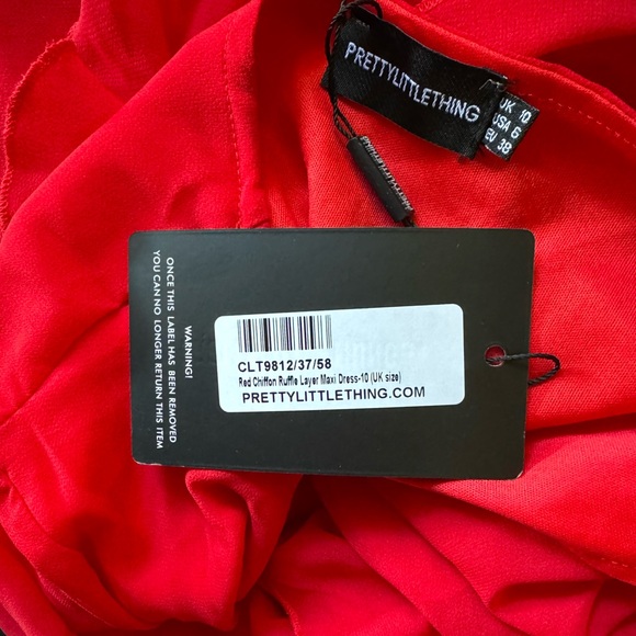 SOLD - NWT Red Chiffon Ruffle Layer Maxi Dress - Picture 5 of 5